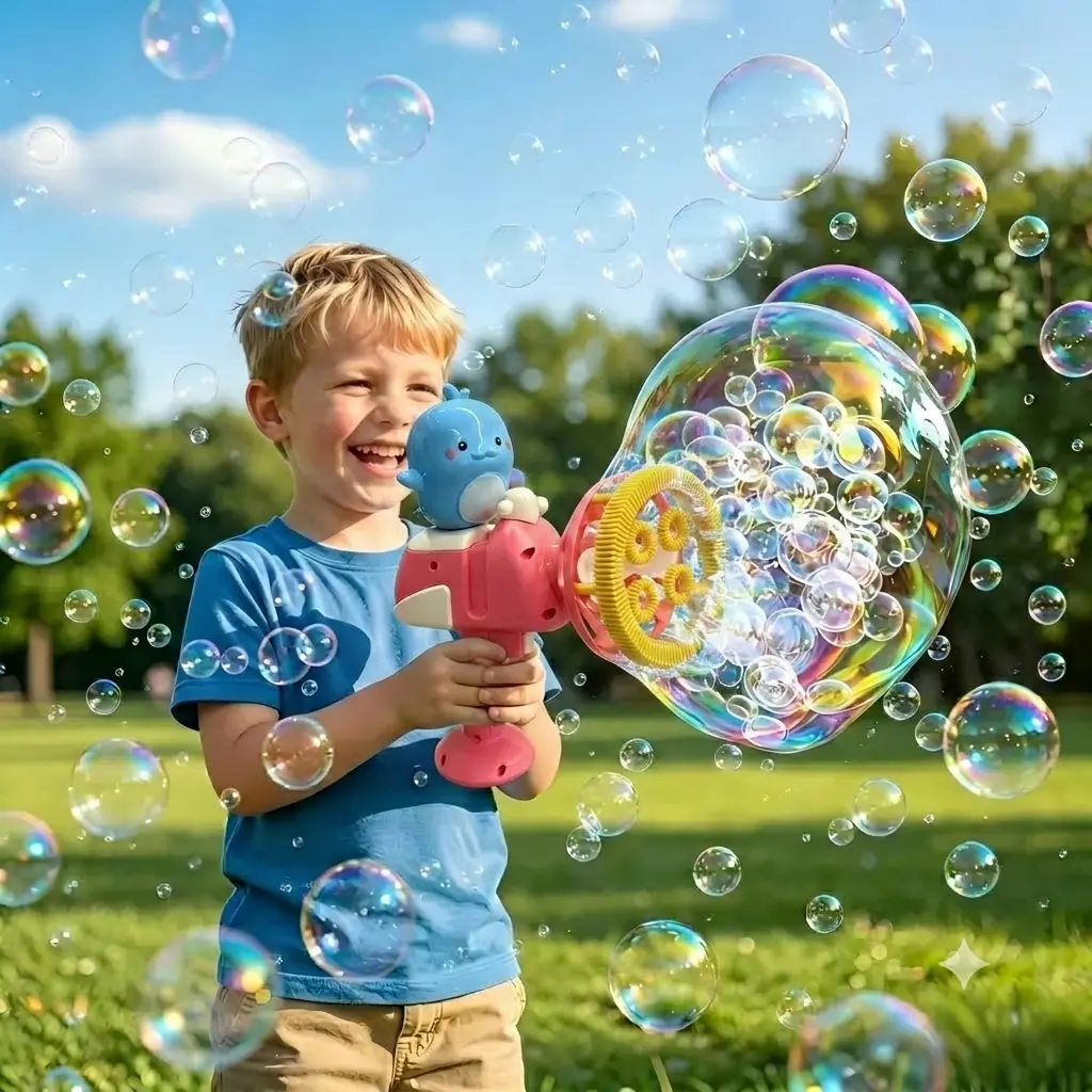 Bubble in Bubble Magic Bubble Gun - Bubble Machine Blower Toy for Kids Toddlers, Giant Bubbles Party Favors