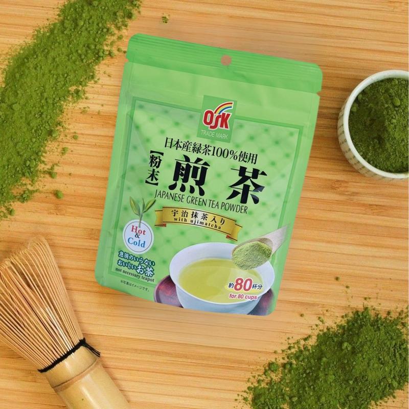 OSK Instant Uji Matcha Green Tea Powder 40g, 80 Servings Dissolves in Hot & Cold Water Imported Authentic Japanese Matcha from Uji