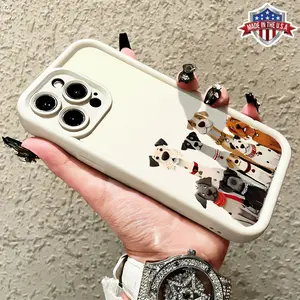 Cute Cartoon Dog Pattern Aesthetic Case for iPhone 17 16 15 14 Pro Max 13 12 11 XR XS Plus Air Slim Shockproof Anti Drop Durable TPU Cover