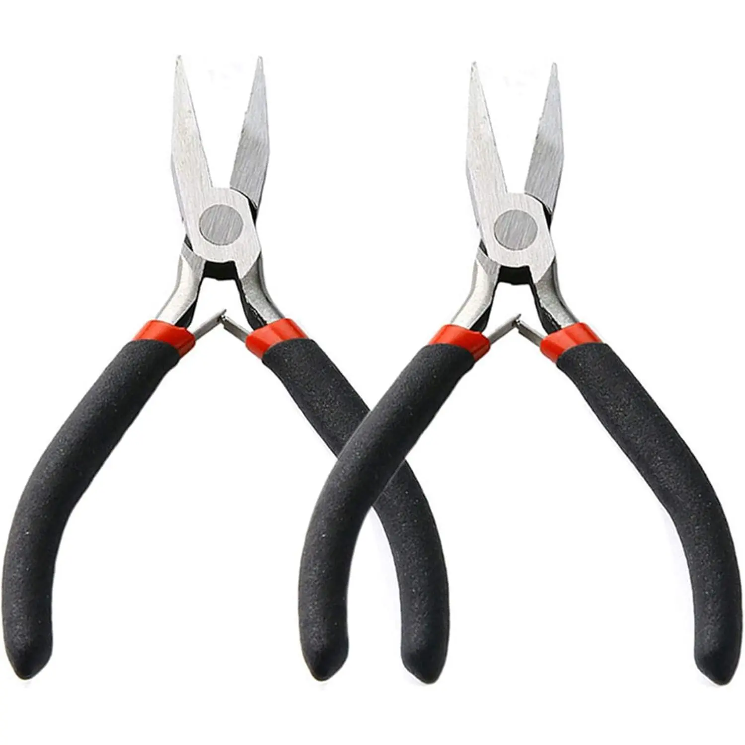 5 Inch Flat Nose Pliers for Jewelry Wire Wrapping Bending Carbon Coated Non-Slip Handles 2 Pack for Detailed and Tight Areas Tool