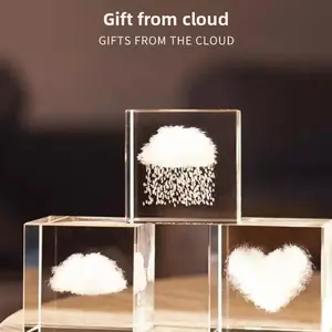 Adopt a cloud-shaped cubic crystal glowing night light, a starry sky crystal ball, a creative decorative ornament, and a small gift.