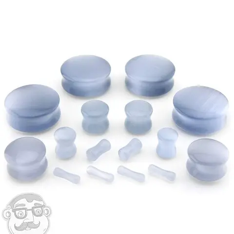 Grey Cat's Eye Glass Ear Plugs, Smooth, 00 Gauge-6g (Pair), 1 in Unique Fashion Eyewear Accessory, Ear Plug, 1 Inch