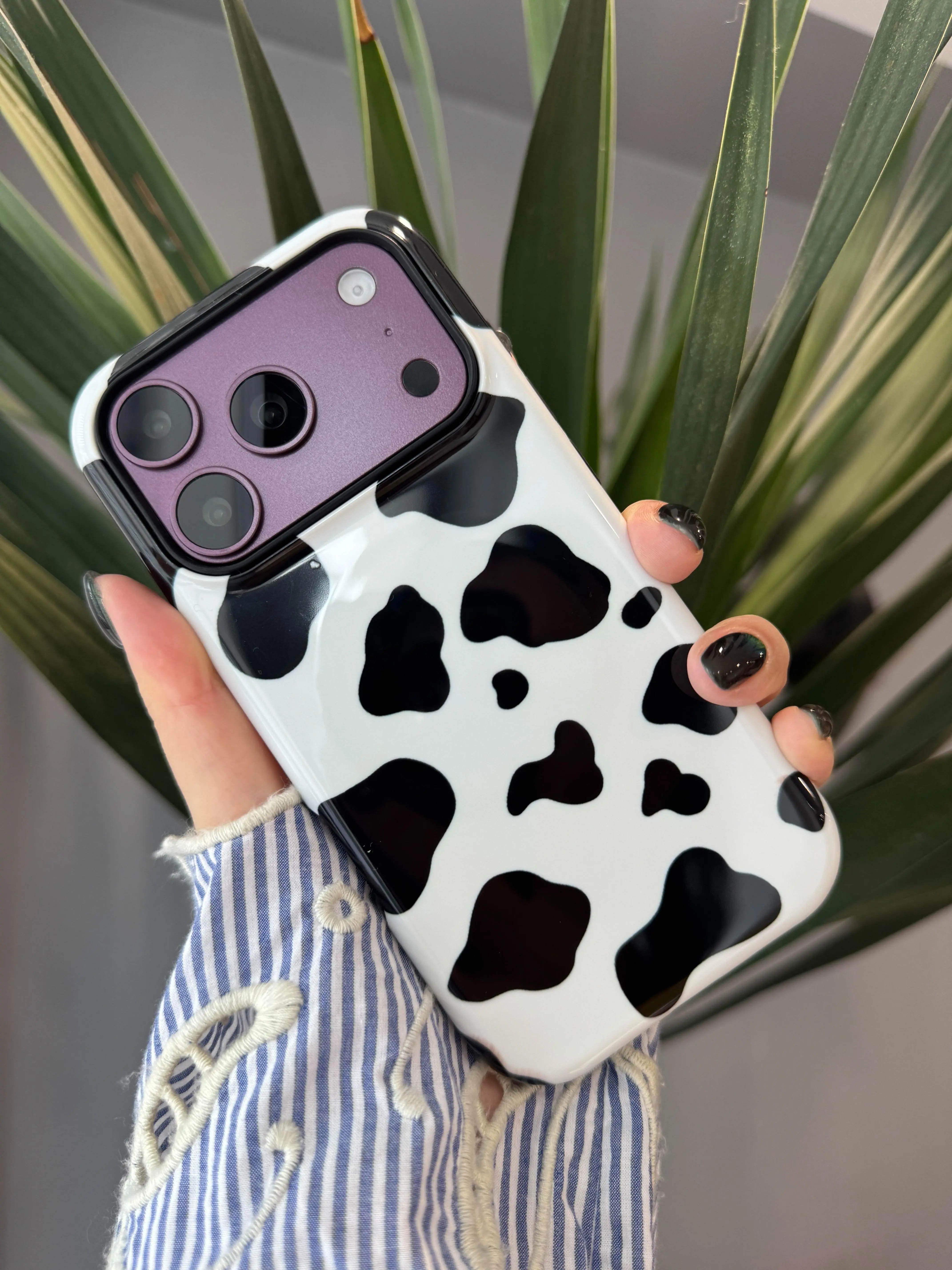 Labzone for iPhone 18 17 16 15 14 13 Pro Max Phone Case Cow Print Magnetic Black White For Women Double Layered Protective Cover with MagSafe Compatibility Stylish & Secure Fit