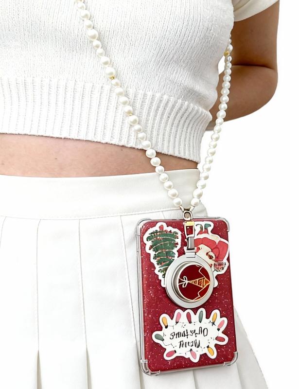 Magnetic Charm with Phone Grip Base for Kindle & Phone – Short Beaded Phone Chain, Anti-Theft Hands-Free Wrist Strap, Detachable Lanyard, Handmade Beaded Wrist Chain (Magnetic Ring Sticker Included for Non-MagSafe Devices)