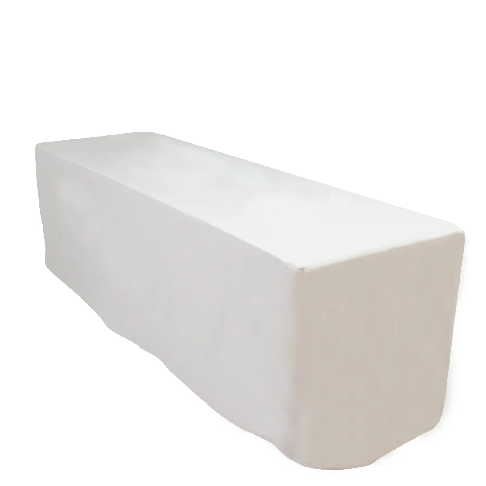 Solid White 8ft Rectangular Fitted Scuba Tablecloth - Wrinkle-Free, Stain Resistant