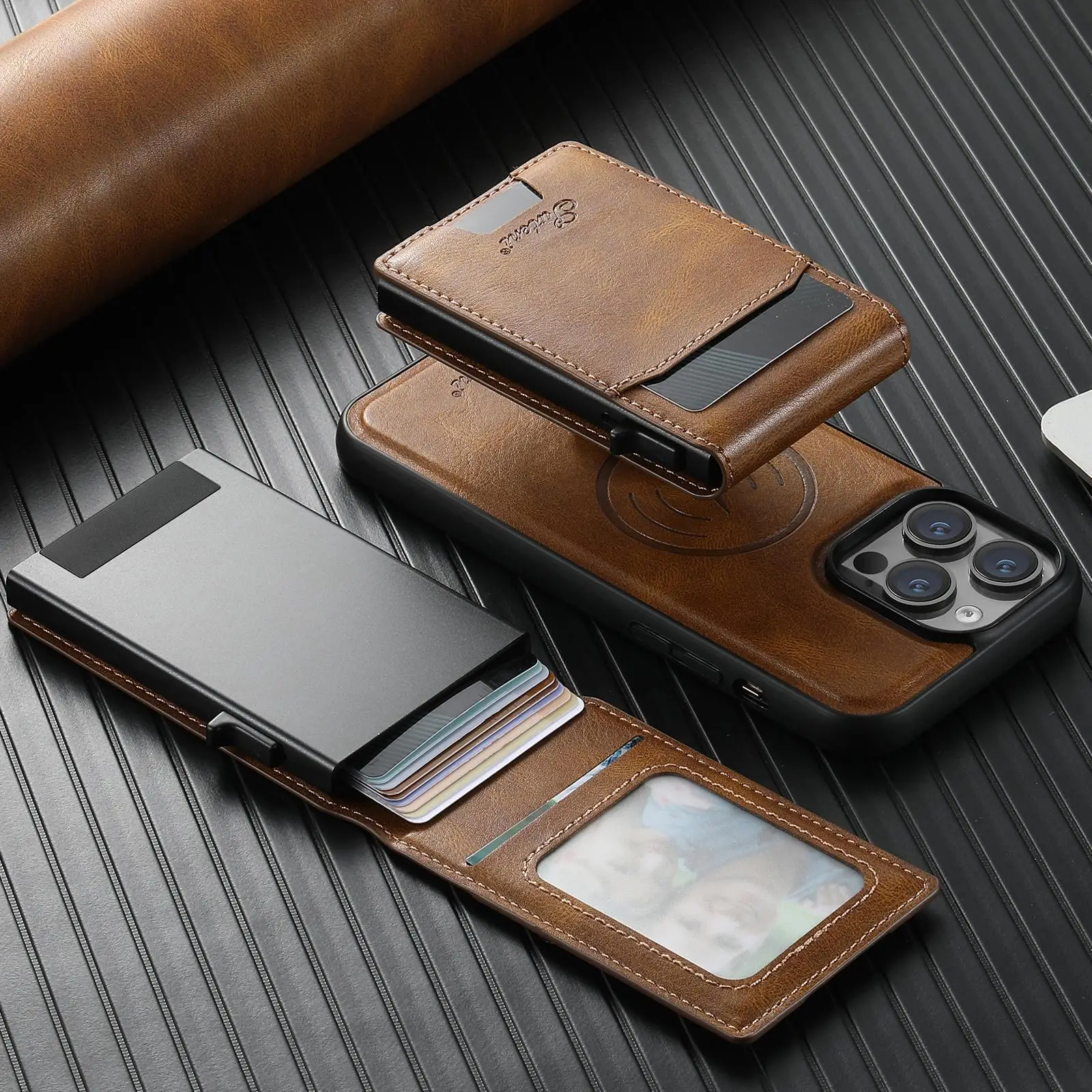 2-in-1 Card Holder Wallet Phone Case, 1 Count Magnetic Case with Card Holder, Phone Accessories Compatible with iPhone 16 Series 15 Pro Max 14 Plus 13