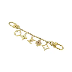 Pre-owned Louis Vuitton Brass Small Leather Goods Bag Charm Chain Fleur De Monogram Bag Charm