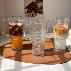 Large-capacity Glass Cup with Portable Handle, Lid, and Straw Double Layer Insulated Glass Cup,for Drinking Iced Coffee Tea,Juice,Smoothies,Suitable for Hot & Cold Beverages