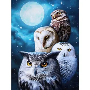 Viral 5D Animal Diamond Mosaic Kit Cute Owl Full Round Drill Design Relaxing Rhinestone Embroidery DIY for Stress Relief and Wall Decor