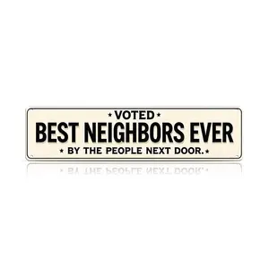 Funny Best Neighbors Ever Sign | Aluminum Wall Decor Plaque for Porch, Yard & Home | Vintage Farmhouse Metal Wall Art | 4x16 Inch Housewarming Gift | summervibes
