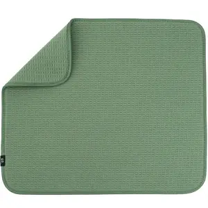 S&T INC. Dish Drying Mat, Absorbent Microfiber, 16” x 18”, Green