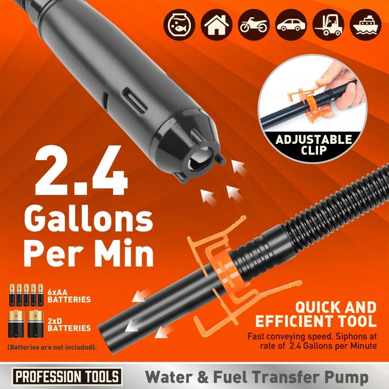 Portable Electric Fuel Transfer Pump Battery Powered Siphon Pump for Gasoline Universal Fit for Gasoline Vehicles Fuel Water Transfer Easy to Use