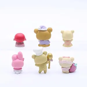 6pcs Rilakkuma Action Figures Relax Bear kawaii Doll car model DIY Cake ornament home decoration kids Classic Toys birthday Gift