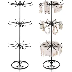 2 Pcs Rotating Bracelet Display Stand Jewelry Rack Display Holder with Organizer for Necklace(3 Tier)