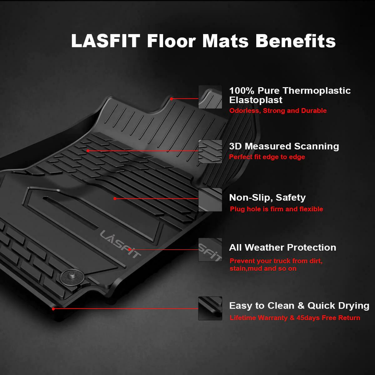 LASFIT Floor Mats Fit for Tesla Model 3 2017-2023 / Model Y 2020-2023 TPE Material 1st & 2nd