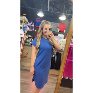 Women's Chic Casual Ribbed Mini Dress - Polyester, Comfortable, with Side Pocket