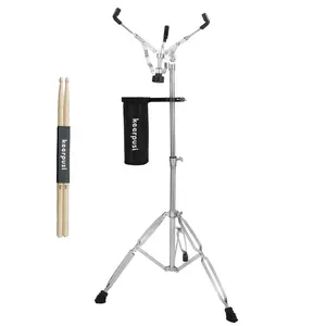 Snare Drum Stand, Adjustable Snare Stand Double Braced Extended with Drum Stick Holder And One Drumsticks Fit 10''-14'' Dia Drums, Drum Pads, Height Range 26-40 Inches