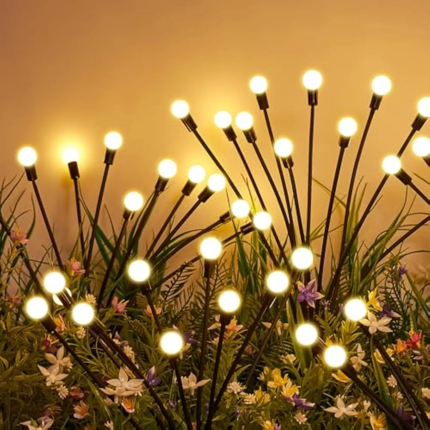 Solar Garden Lights, 4 Pack 40 LED New Upgraded Solar Lights Outdoor, Solar Swaying Lights Waterproof, Garden Decorations Lights, Firefly Lights for Y