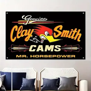 2D Flat Banner 1pc, Mr. Smith Racing Flag, Polyester Print, Plaid Design, Garage Man Cave Outdoor Garden Decor, No Power Needed, Outdoor Banners, Wall Decor Banner, Wall Decor Flags