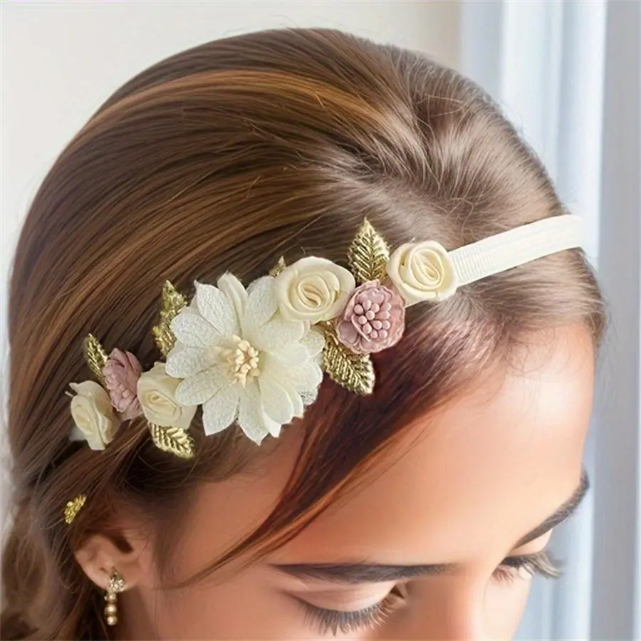 Senior Handmade Flower Girls Headbands Cute Pearl Feather Wedding Crown Princess Dance Party Headwear Fashion Hoop Accessories
