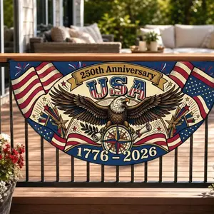 USA 250th Anniversary Semicircle Fence Flag 1776-2026, Presidential Eagle Seal Patriotic Bunting, American Heritage 4th of July Decor