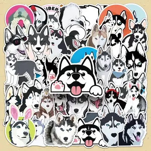 Cartoon Husky Pattern Sticker, 50pcs/set Cute Dog Sticker, DIY Decorative Sticker for Phone Case, Scrapbooking, Journal Making