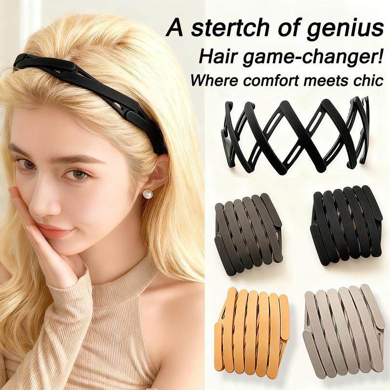 Foldable Headband Retractable Hair Band, Spring Wavy Foldable Hairband with Teeth No Slip, Compact Portable Adjustable Hair Hoop for Women Girl Washing Makeup Travel Outdoor, Ideal Gifts for Her
