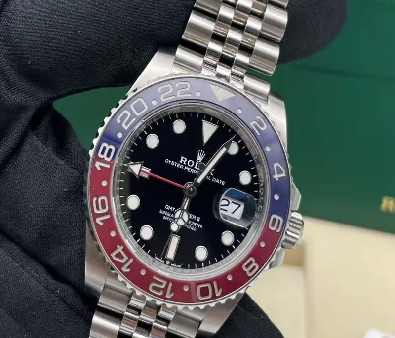 GMT‑Master II 40mm Red‑Blue Ceramic Bezel Jubilee Bracelet Black Dial Oyster Perpetual Automatic Men Wrist Watch