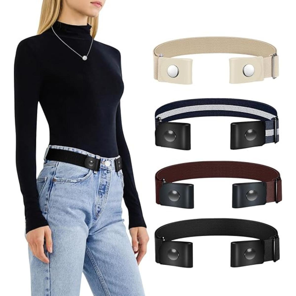 No Buckle Elastic Belt for Women Men, Invisible Stretch Waist Belt No Bulge