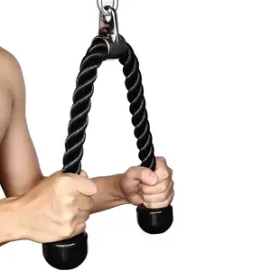 Triceps Cable Pulldown, 27 Inch Long Pulldown Rope, Easy-grip and Non-slip Exercise Cable with Carabiner, Gym and Home Workout
