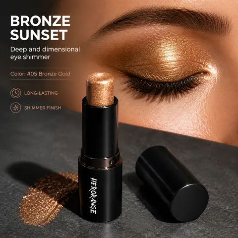 HERORANGE Multi-Use Dazzle Stick Eyeshadow & Highlighter - Alcohol Free, Creamy Buildable Glitter, Cut Crease Brightening, No-Crease 24-Month Long-Wear, Glass Skin Enhancing, Bling Effect, for Everyday & Party Bedazzling Ideas