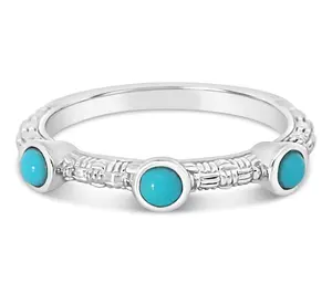 Ariva Sterling Silver Textured Turquoise Ring