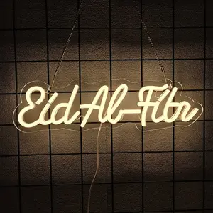 Eid Mubarak Neon Sign Ramadan Mubarak Decorative Decorations Islamic Wall Art Moon Star Neon Light  Muslim  Signs for Wall Bedroom Mosque Eid Al Adha Decor  Eid Al Fitr  Supplies Gifts Led Neon Lights