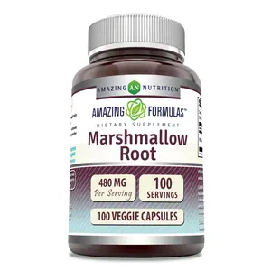 Amazing Formulas Marshmallow Root Supplement | 480 Mg per Serving | 100 Veggie Capsules | Non-GMO | Gluten-Free | Made in USA