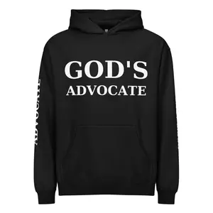 GOD'S ADVOCATE — LUXURY EDITION Hoodie, Premium Soft Fleece, Drop Shoulders, Overlapped Neckline, 60% Cotton 40% Polyester, Oversized Fit, Carbon Grey Option, Modern Streetwear Craftsmanship