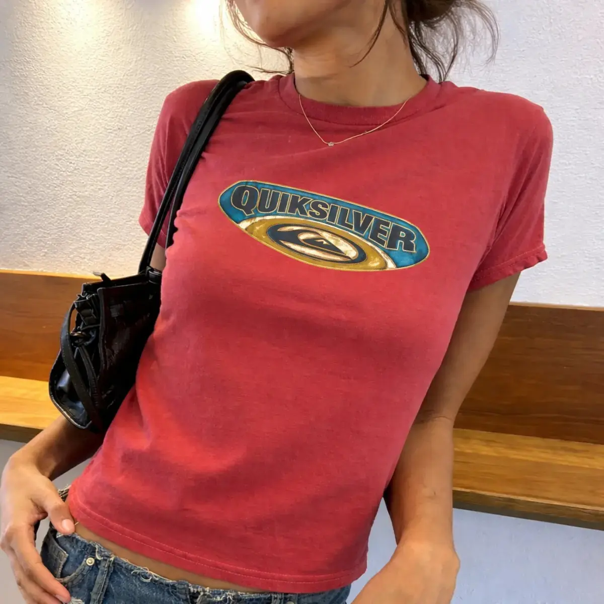 Surf Style Baby Tee, Ocean Graphic Shirt, Coastal Y2K Aesthetic Top, Soft Cotton Slim Fit Tee, Summer Trend Tee - PrintFamily