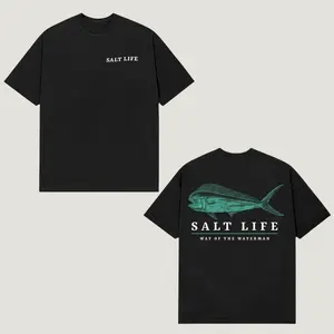 Salt Life Black Fishing T-Shirt 2026 – Minimalist Ocean Fish Graphic Shirt, Premium Coastal Streetwear, Men’s Tops