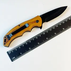 Premium Quality Wooden Handle Folding Knife, Durable Outdoor Tool for Camping Hiking and Everyday Carry