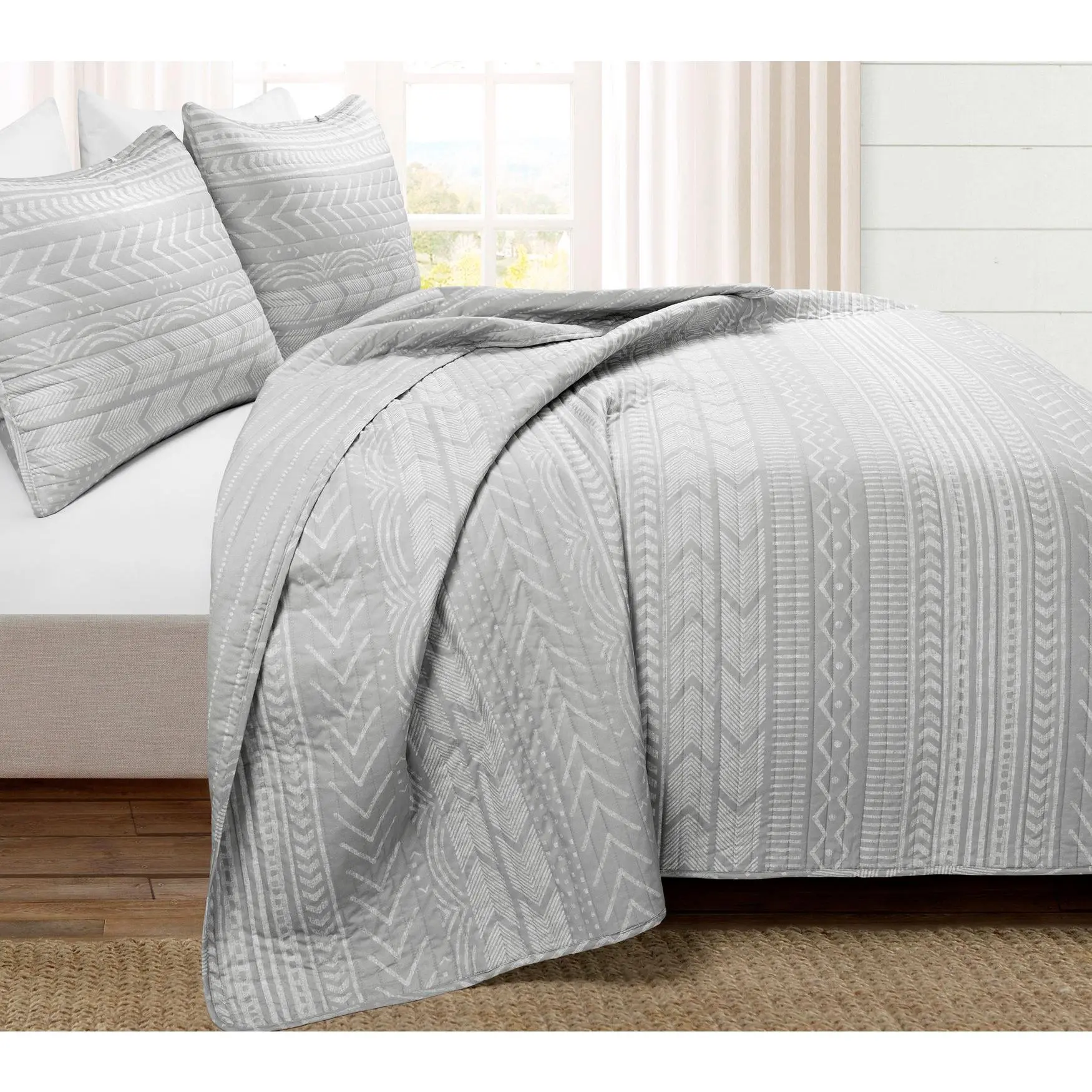 Hygge Geo Rev Cotton Quilt Set K by Lush Decor Hygge Geo Rev Cotton Quilt Set K by Lush Decor