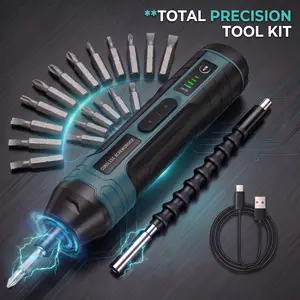 【DealsForYouDays】BoltWay 4V Electric Screwdriver Set, Rechargeable Cordless Power Screwdriver with 20 Magnetic S2 Steel Bits, Ergonomic Handle, Forward/Reverse, Built-in LED Light – Perfect for Furniture Assembly, Home DIY, Appliances & Bicycle Repair