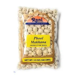 Rani Jumbo Phool Makhana (Fox Nut/Popped Lotus Seed) Plain Raw Uncooked 3.5oz (100g) ~ All Natural | Vegan | No Colors | Gluten Friendly | NON-GMO | Indian Origin