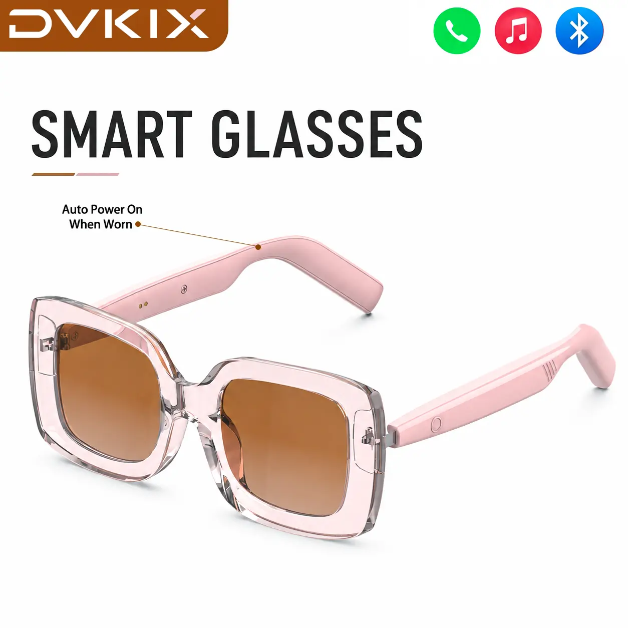 DVKIX new smart sunglasses, equipped with automatic power-on technology when put on, can answer calls, play music, protect against ultraviolet rays, control mobile phone photos, suitable for leisure sports, suitable for both men and women, as a gift