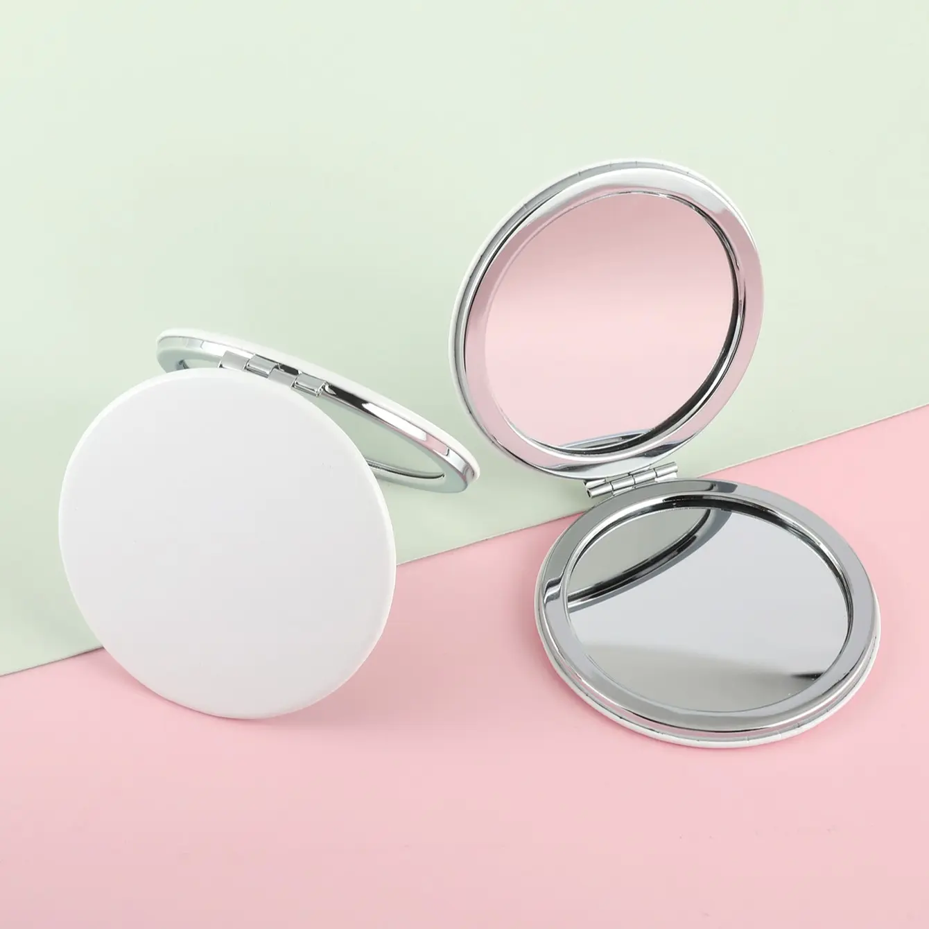 Pure DIY Mini Portable Dual-Sided Makeup Mirror, Travel Mirror, Round Square Heart Shape, Pocket Handheld, Simple Style, Gift for Women and Men, Cosmetic Mirror, Handheld Mirrors