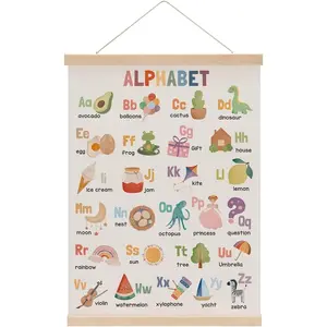 Alphabet Poster Hanger, Alphabet ABC Chart  Decor Wall Decor,  Learning Posters, Educational Posters Wall Art Wall  Banner Farmhouse Living Room Playroom   Room Decor
