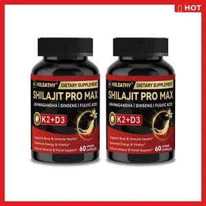 HIILEATHY | Shilajit Pro MaxBundle & Save — Himalayan Shilajit with Fulvic Acid & 84+ Trace Minerals, Panax Ginseng Root, Ashwagandha Root Extract, Vitamin K2 (& D3 — 60 Capsules — USA Made