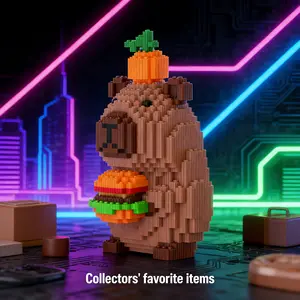 Burger King Capybara 3D Puzzle Building Blocks Decoration, Bookshelf Home Office Cabinet Decor, Party Living Room TV Stand Display