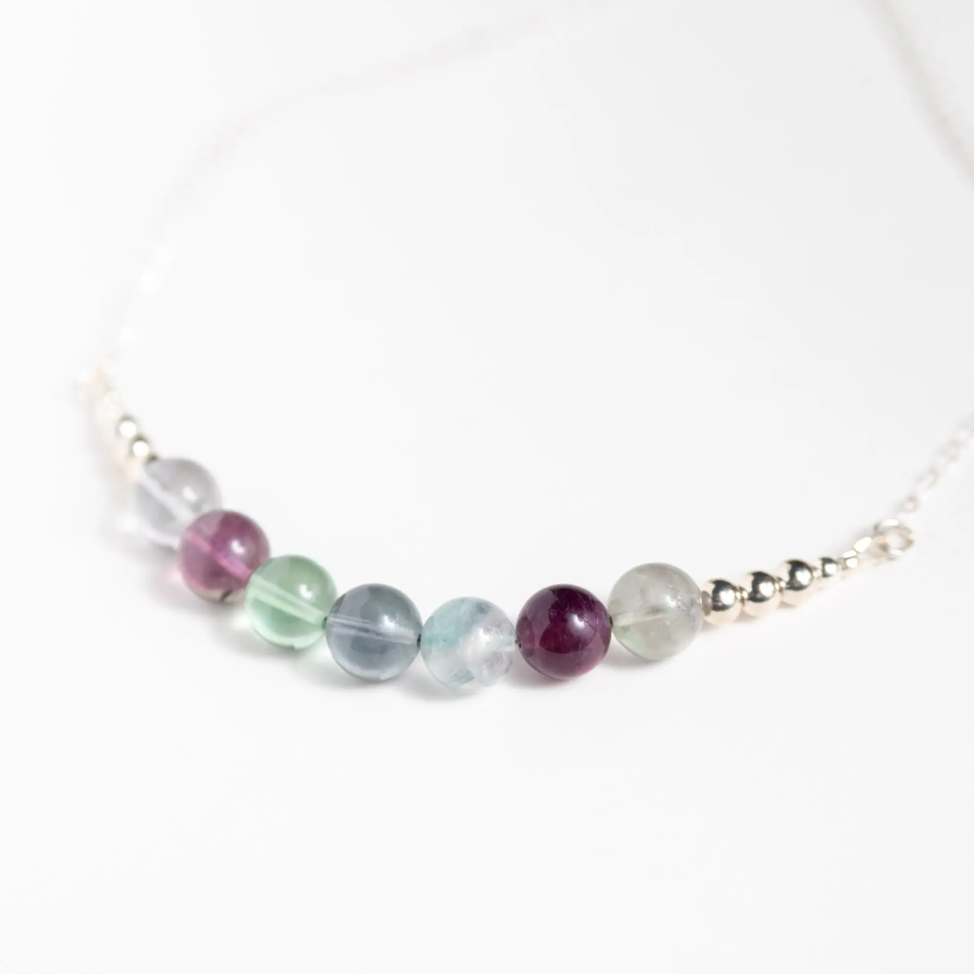 Rainbow Fluorite Bead Necklace - Elegant Design with Vibrant Rainbow Colors