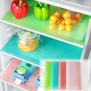 LMMAKE 12Pcs Cuttable Food-Grade EVA Refrigerator Lining Mats, Non-Toxic Water-Proof Stain-Resistant Multi-Purpose Mats for Shelves, Drawers, Cabinets & Tableware Coasters