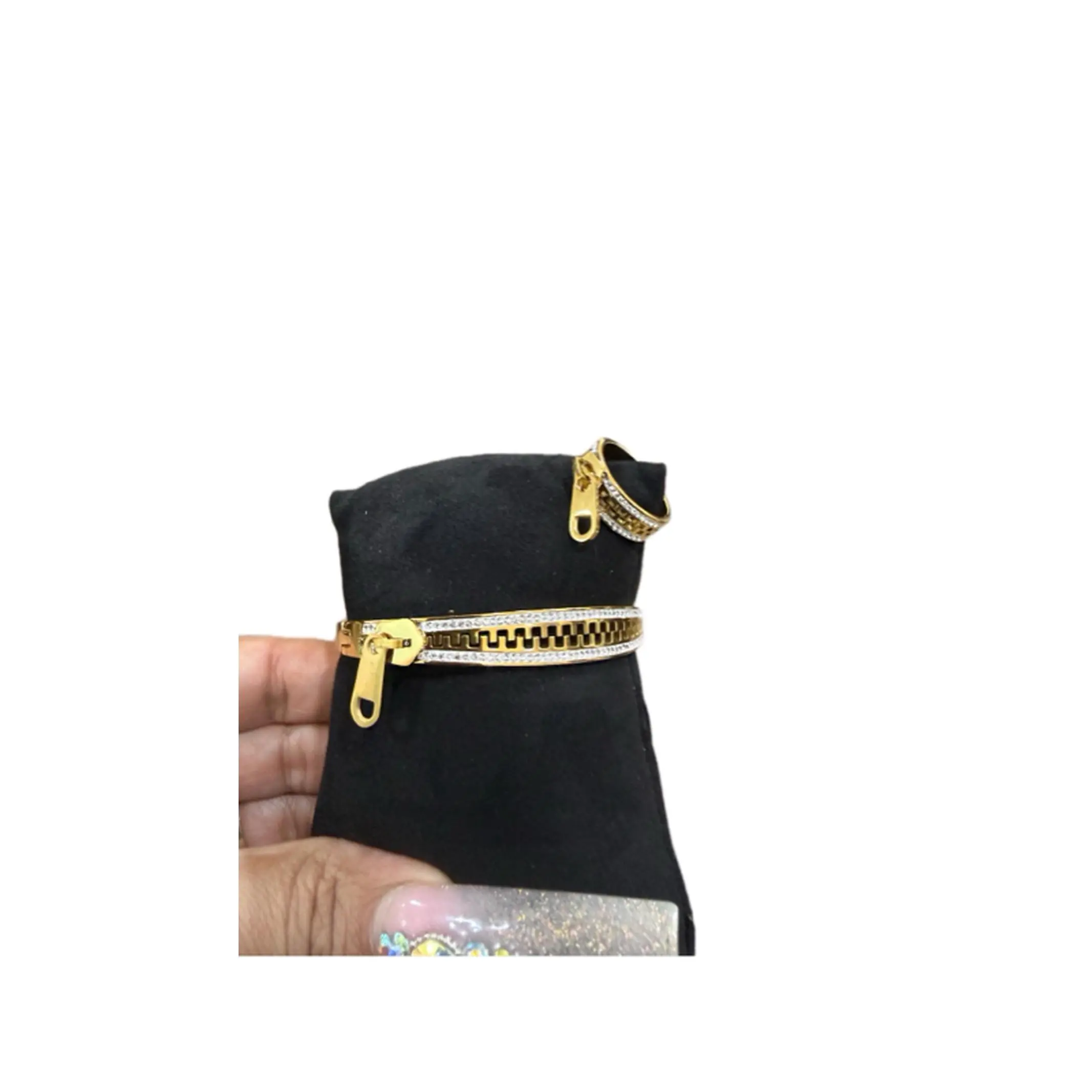 Zipper Bangle, Zipper Ring - Fashion Costume Jewelry Accessories Set for Women