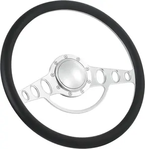 Flashpower 15.5'' Billet Half Wrap 9 Bolts Steering Wheel with 2'' Dish and Horn Button